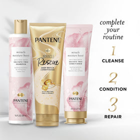 Pantene on bathroom counter illustrating everyday luxury and routine