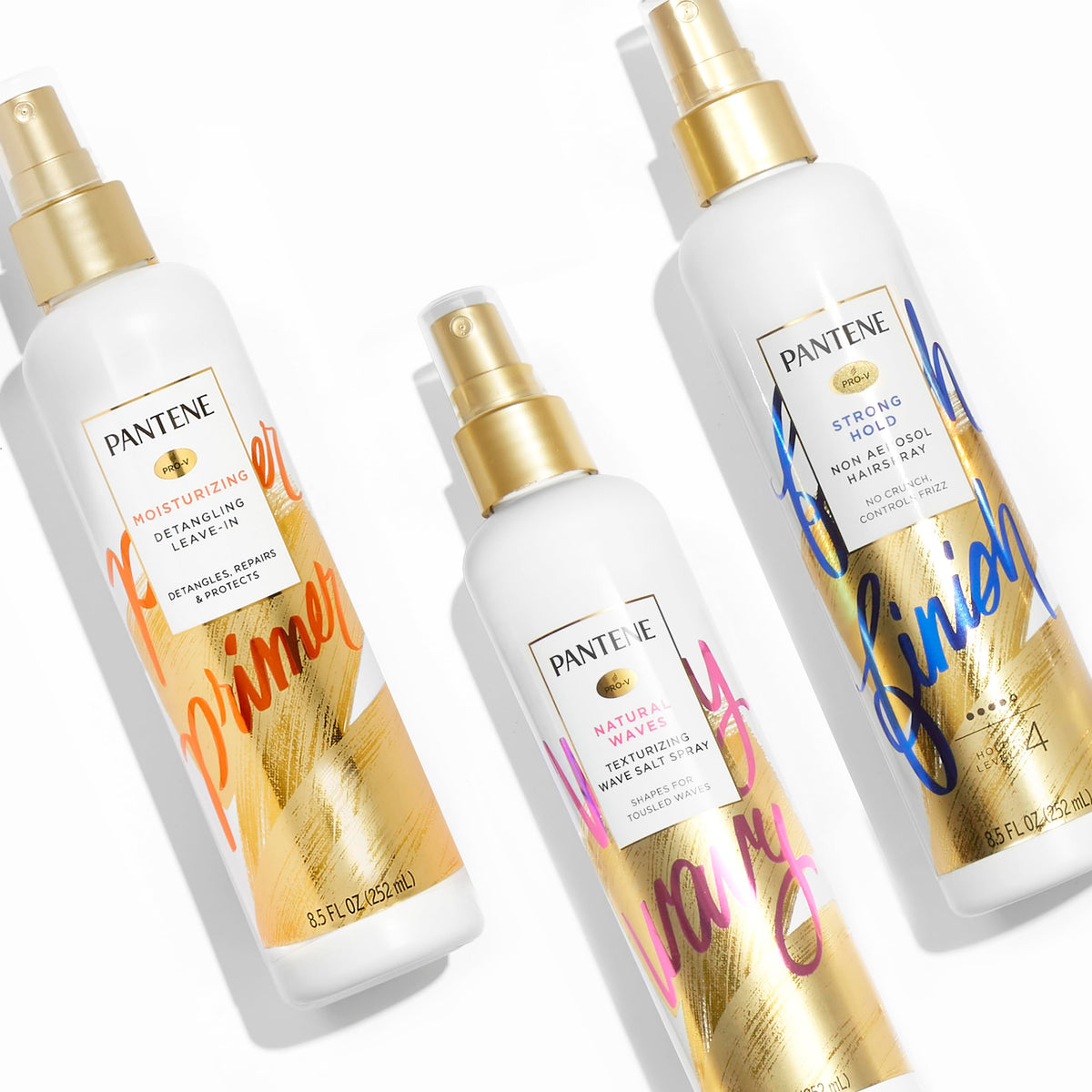 Pantene on bathroom counter styled for use showing convenience and everyday benefit