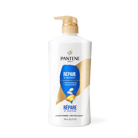 Pantene bottle on bathroom counter in lifestyle setting conveying daily use