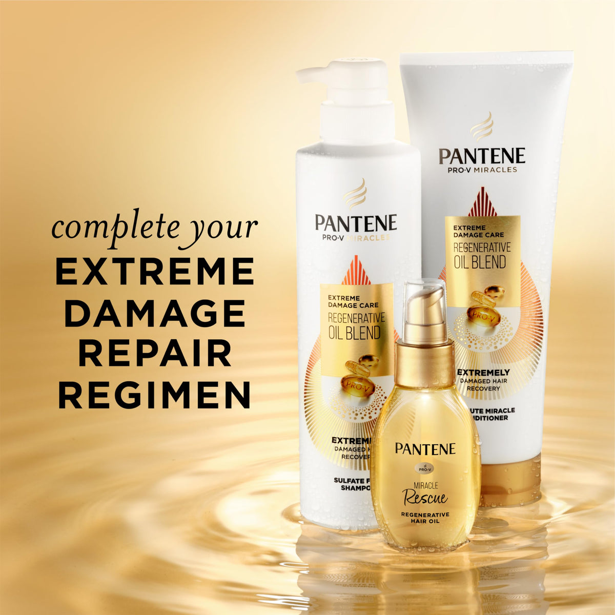 Pantene on bathroom shelf lifestyle scene conveying daily routine and salon-feel benefit
