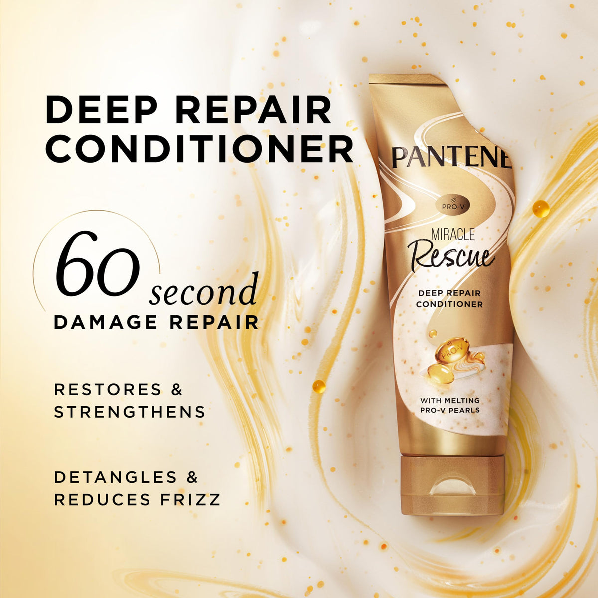 Pantene open cap revealing creamy conditioner texture for quick melting action