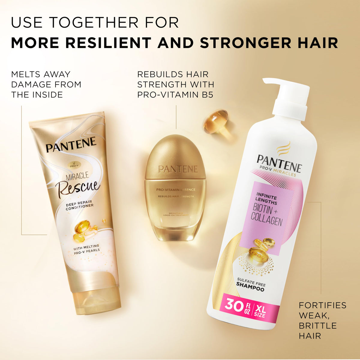 Pantene 8 oz bottle next to ruler demonstrating size and travel-friendly volume