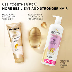 Pantene 8 oz bottle next to ruler demonstrating size and travel-friendly volume