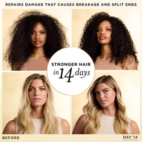 Pantene mist settling on a hair strand demonstrating lightweight absorption