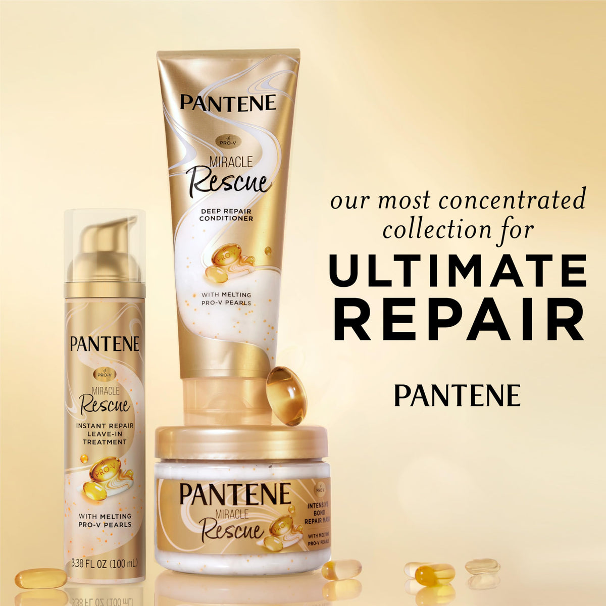 Pantene close-up of dissolving pearls releasing concentrated nutrients