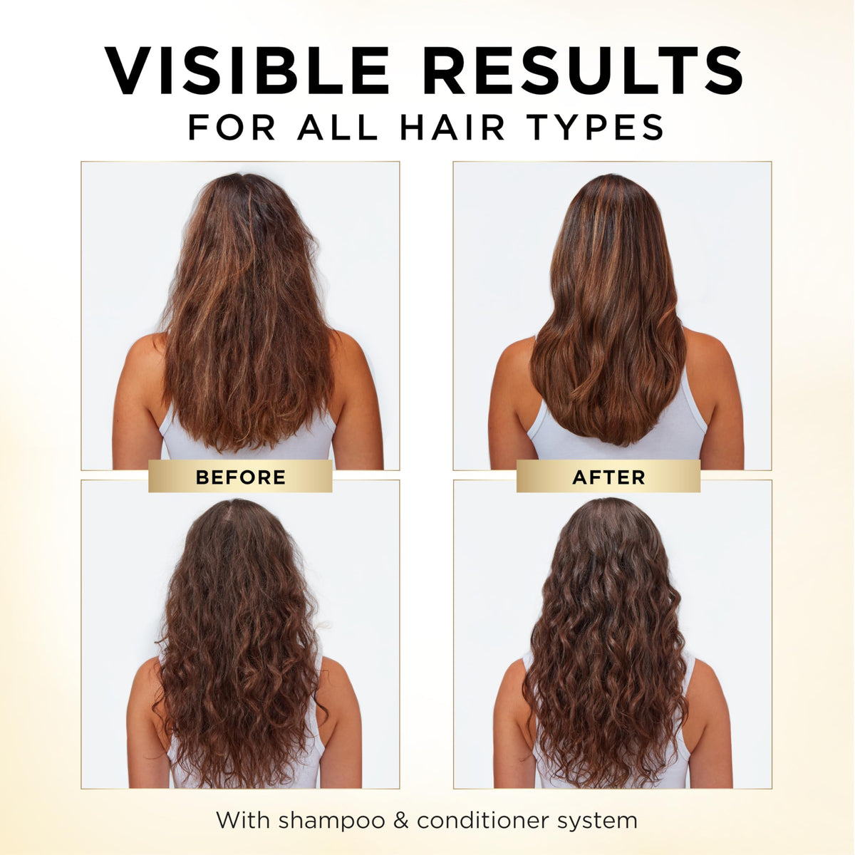 Pouring Pantene conditioner into hand for easy application and control