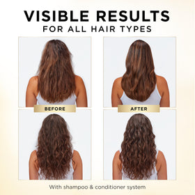 Pouring Pantene conditioner into hand for easy application and control