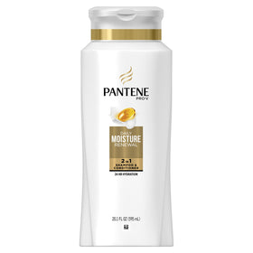 Pantene Pro-V front packaging showing 20.1 fl oz bottle and label, clear hydration benefit