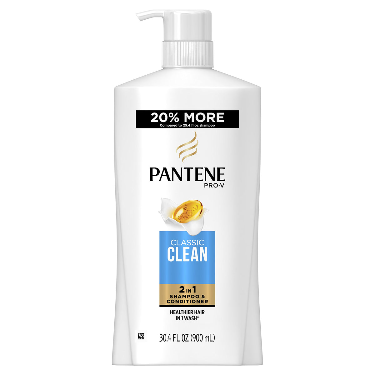 Pantene bottle front view showing label and volume for easy identification and value