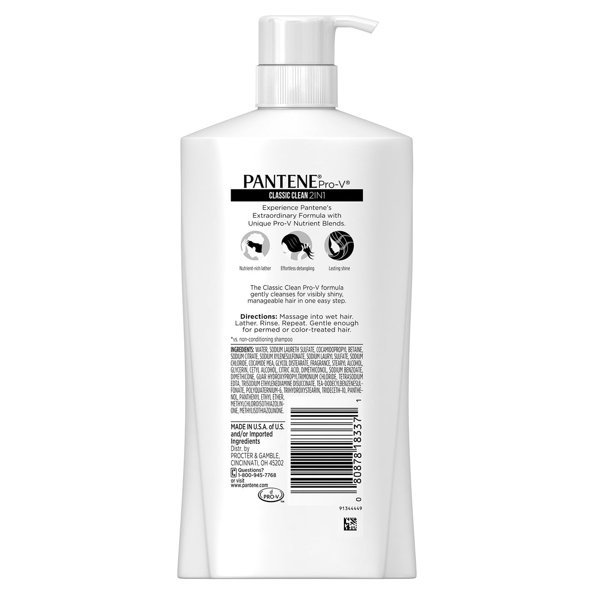 Pantene pump detail highlighting dispenser for convenient one‑hand use