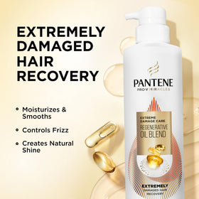Pantene pump and label detail highlighting Pro-V formula and sulfate-free benefit