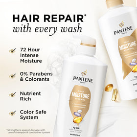 Pantene pump bottles next to ruler showing actual 52.8 oz total volume