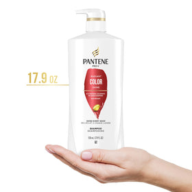 Pantene bottle on bathroom shelf in lifestyle scene for daily use