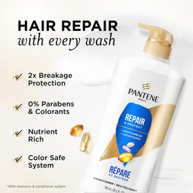 Pantene back label with directions and ingredient highlights for easy use