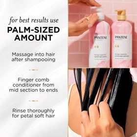 Shiny smooth hair after Pantene rose water conditioner use