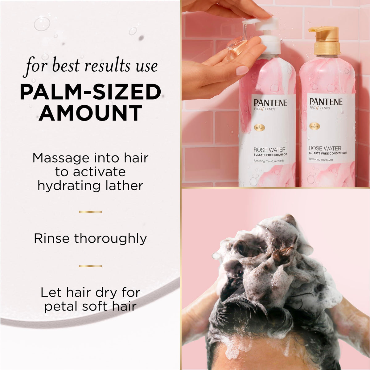 Dry hair after using Pantene shows soft, touchable shine and easy manageability