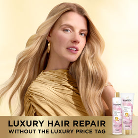 Pantene rose water visual emphasizing natural ingredient hydration