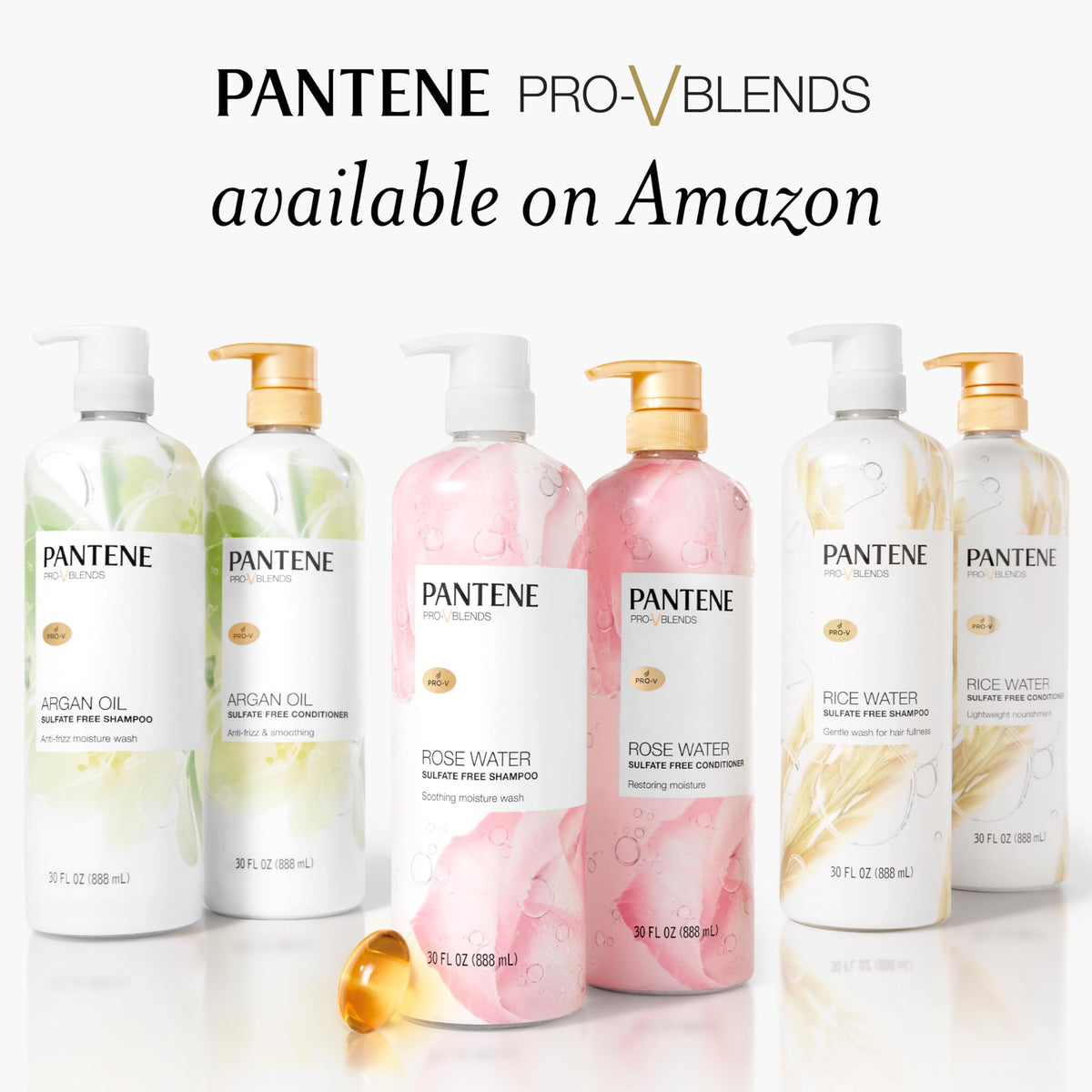 Applying Pantene rose water shampoo to wet hair to cleanse and hydrate
