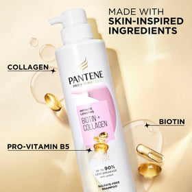 Pantene 13.5 fl oz bottle next to everyday items for size and convenience benefit