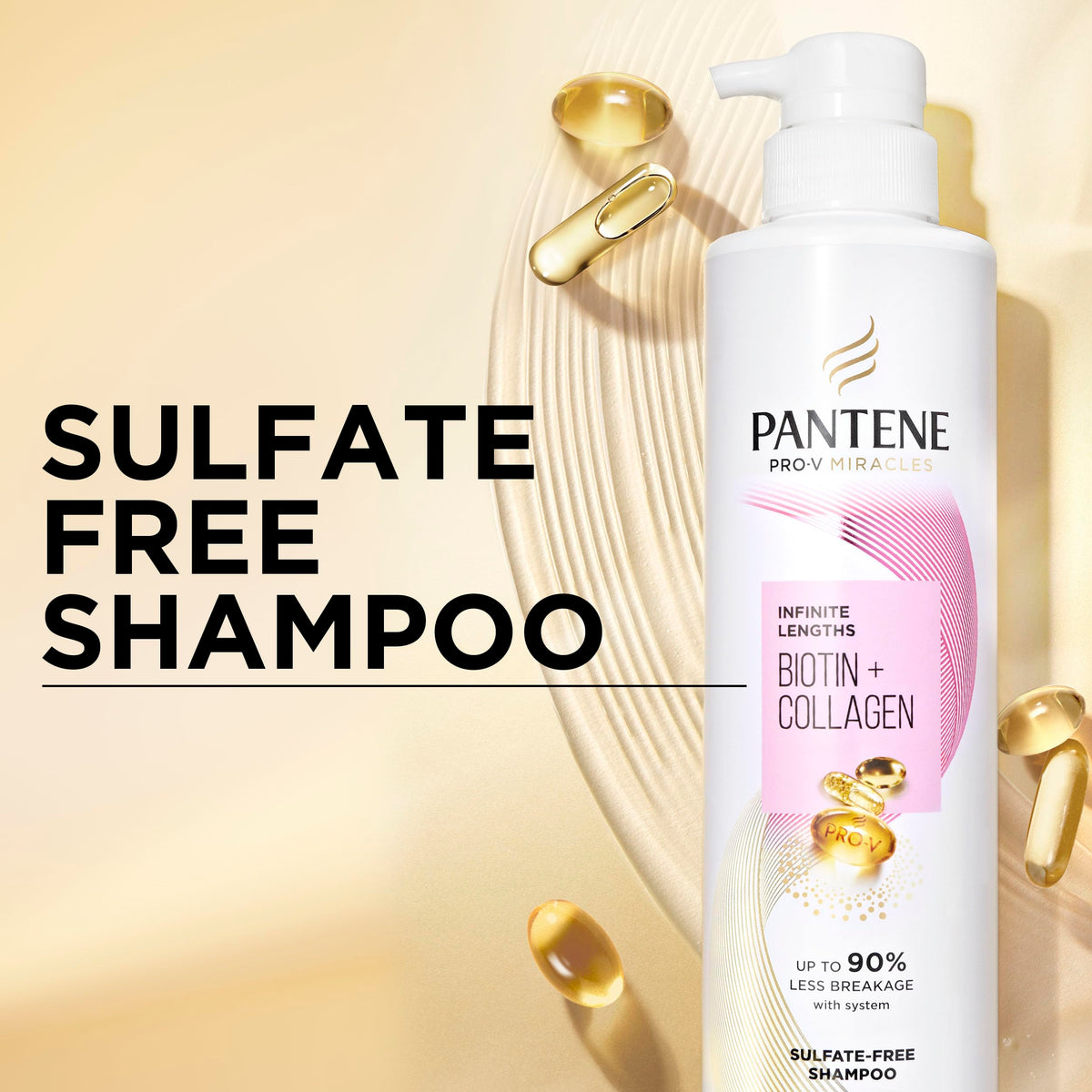 Pantene lather in hand in shower demonstrating gentle cleansing benefit