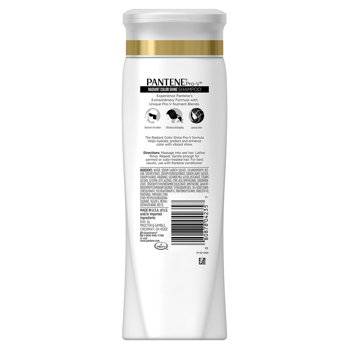Pantene close-up of shampoo pump dispensing lather for easy control and gentle cleansing benefit