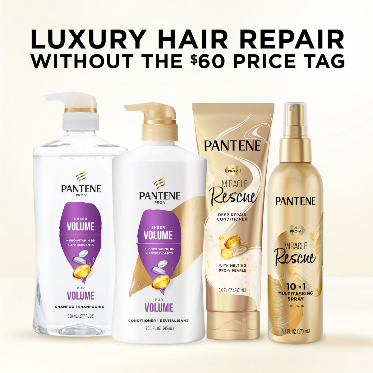 Pantene before and after roots showing visible lift and fuller appearance
