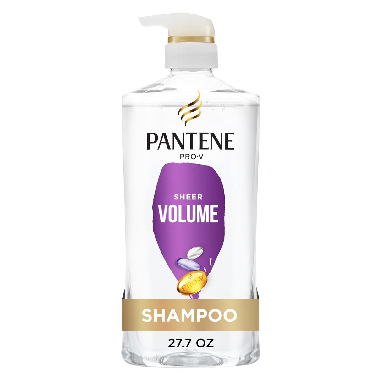 Pantene sheer volume front packaging showing bottle and label benefits