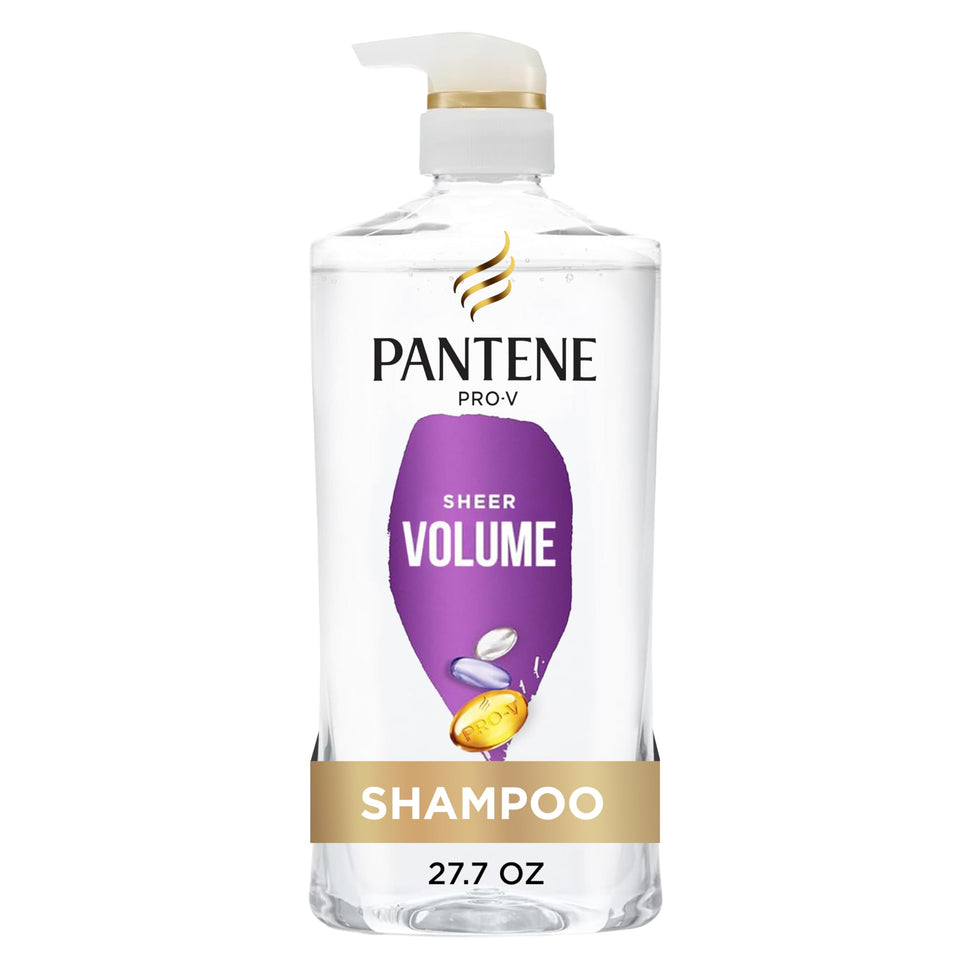 Pantene sheer volume front packaging showing bottle and label benefits