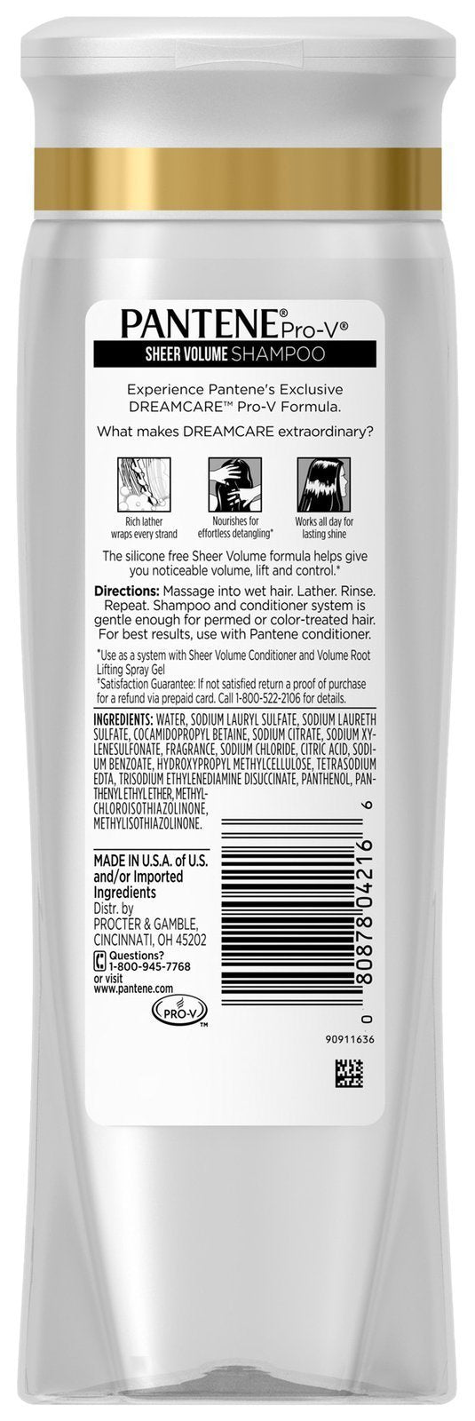 Pantene Pro-V shampoo lather in hand demonstrating lightweight foam and visible lift
