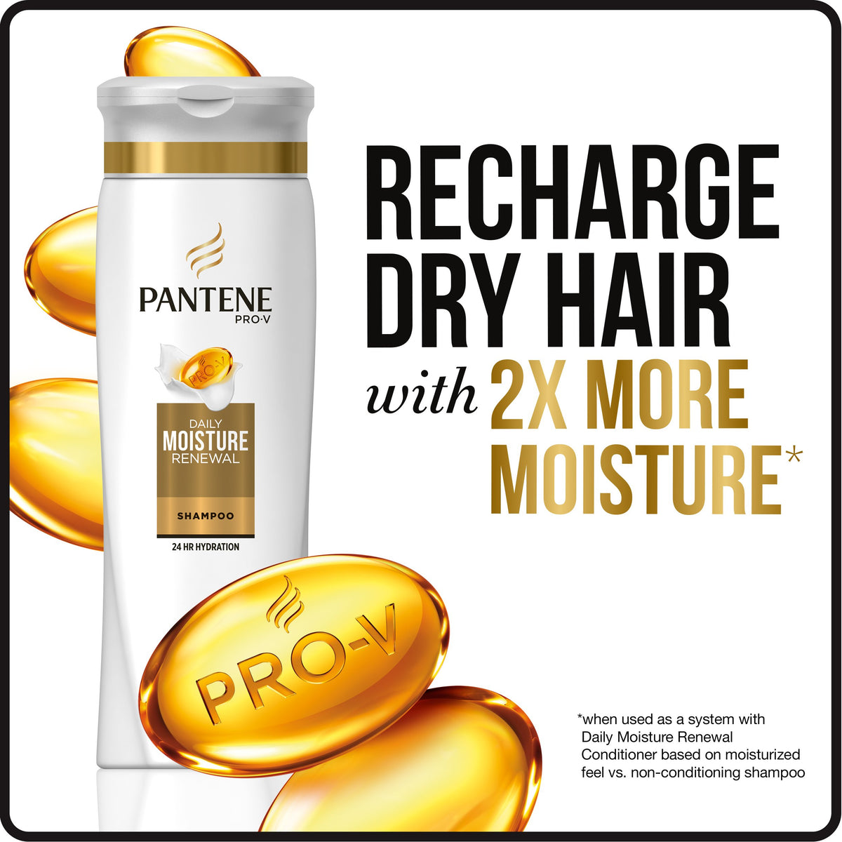 Pantene bottles held in hand showing true size and scale