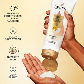 Pantene 10.9 fl oz bottle next to hand to show scale and value