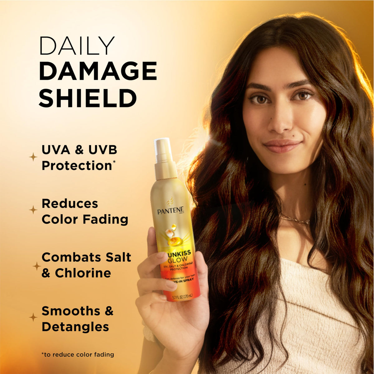 Pantene Sunkiss Glow texture on hand highlighting lightweight, non-greasy feel
