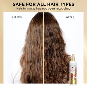 Pantene spray being applied to hair to add texture and effortless beachy waves