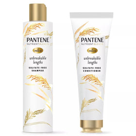 Pantene front packaging showing product duo and benefits for stronger hair