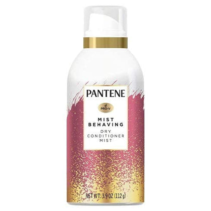 Pantene front packaging of waterless conditioner showing compact travel-friendly bottle
