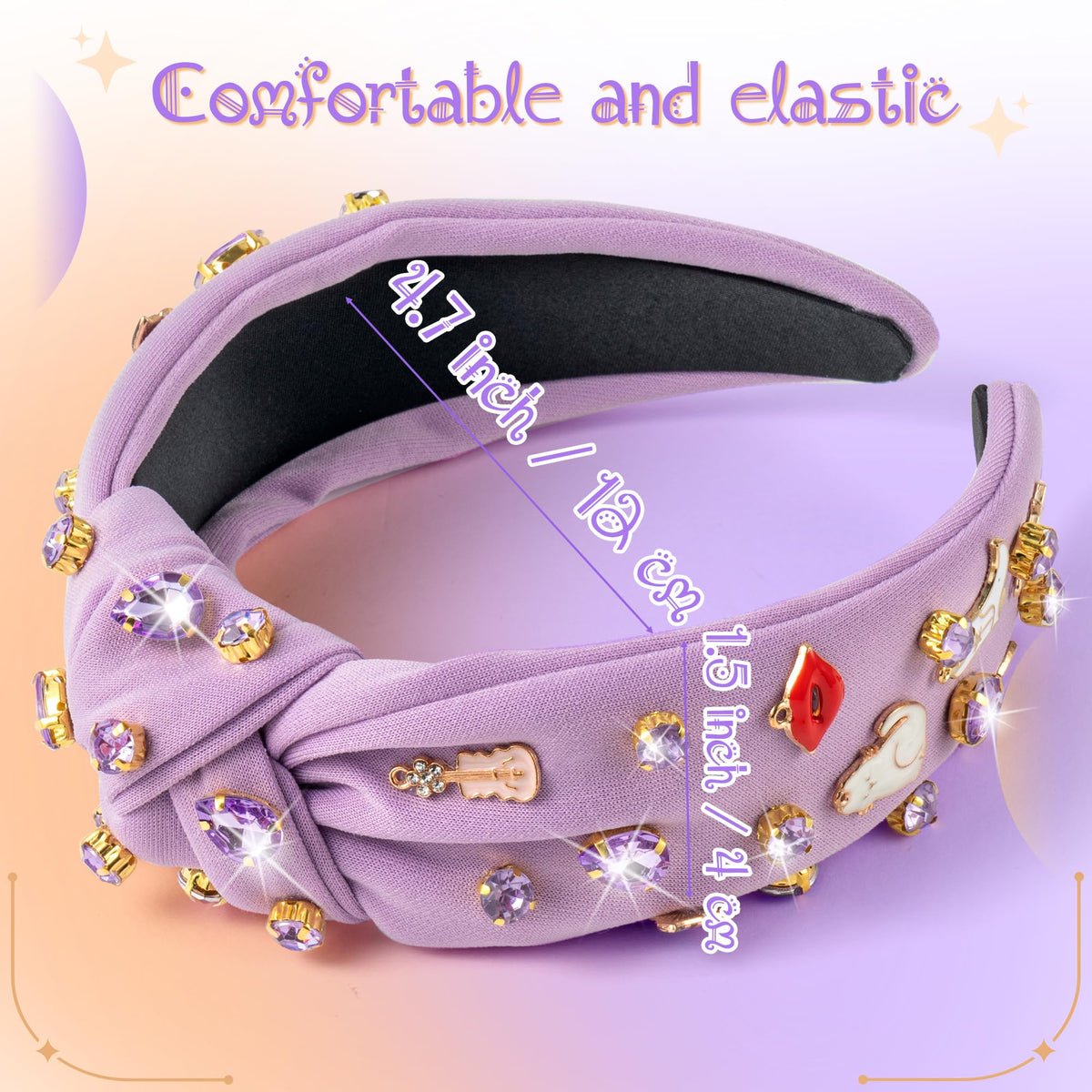 PANTIDE close-up of rhinestones and music motifs for decorative detail