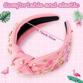 PANTIDE flamingo headband rhinestone close-up highlights crystal sparkle and detail