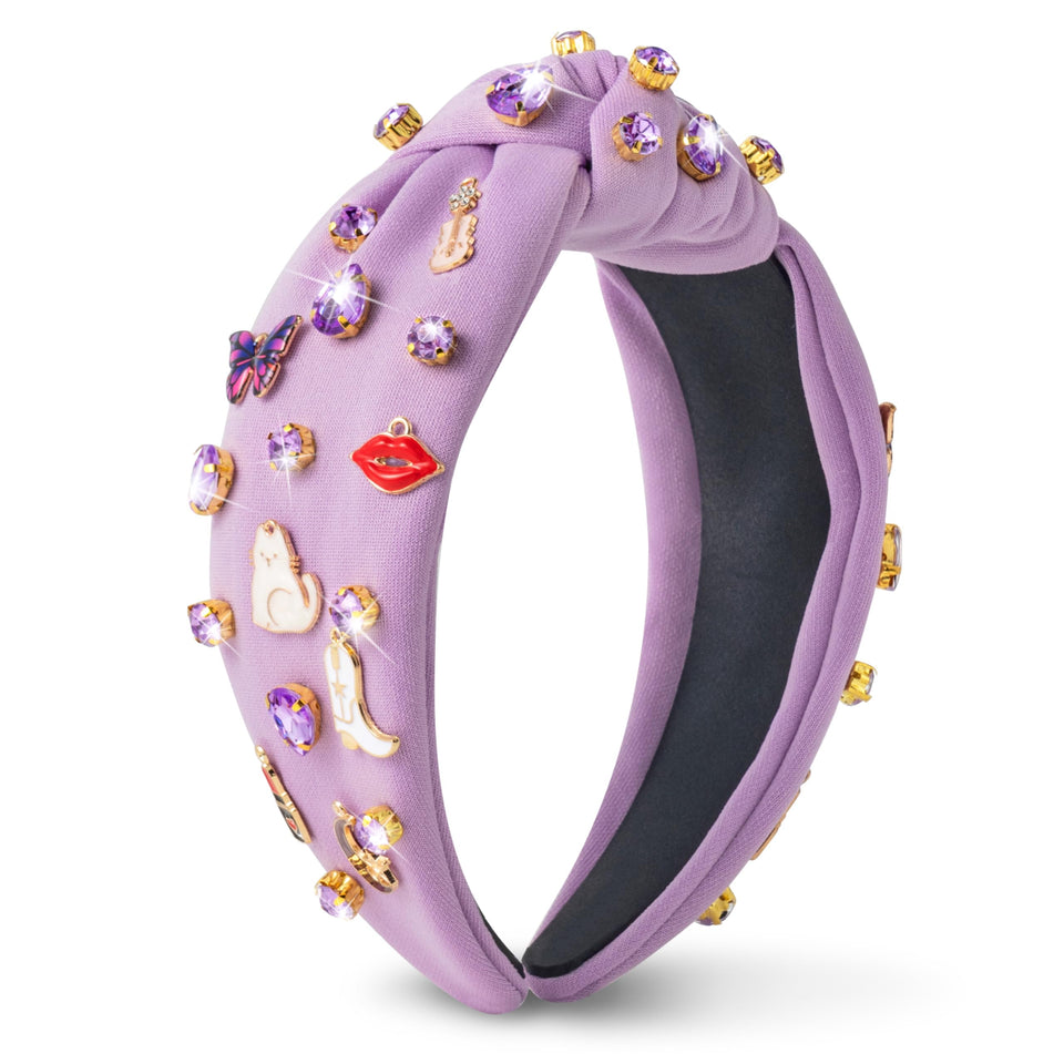 PANTIDE front view purple headband showing full design and sparkle