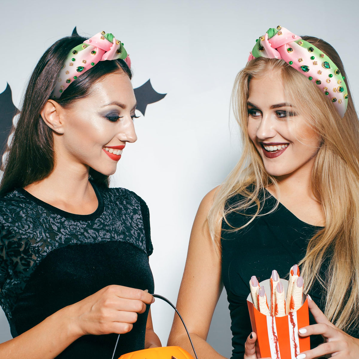 PANTIDE headband styled at party adding festive sparkle to costume and ensemble