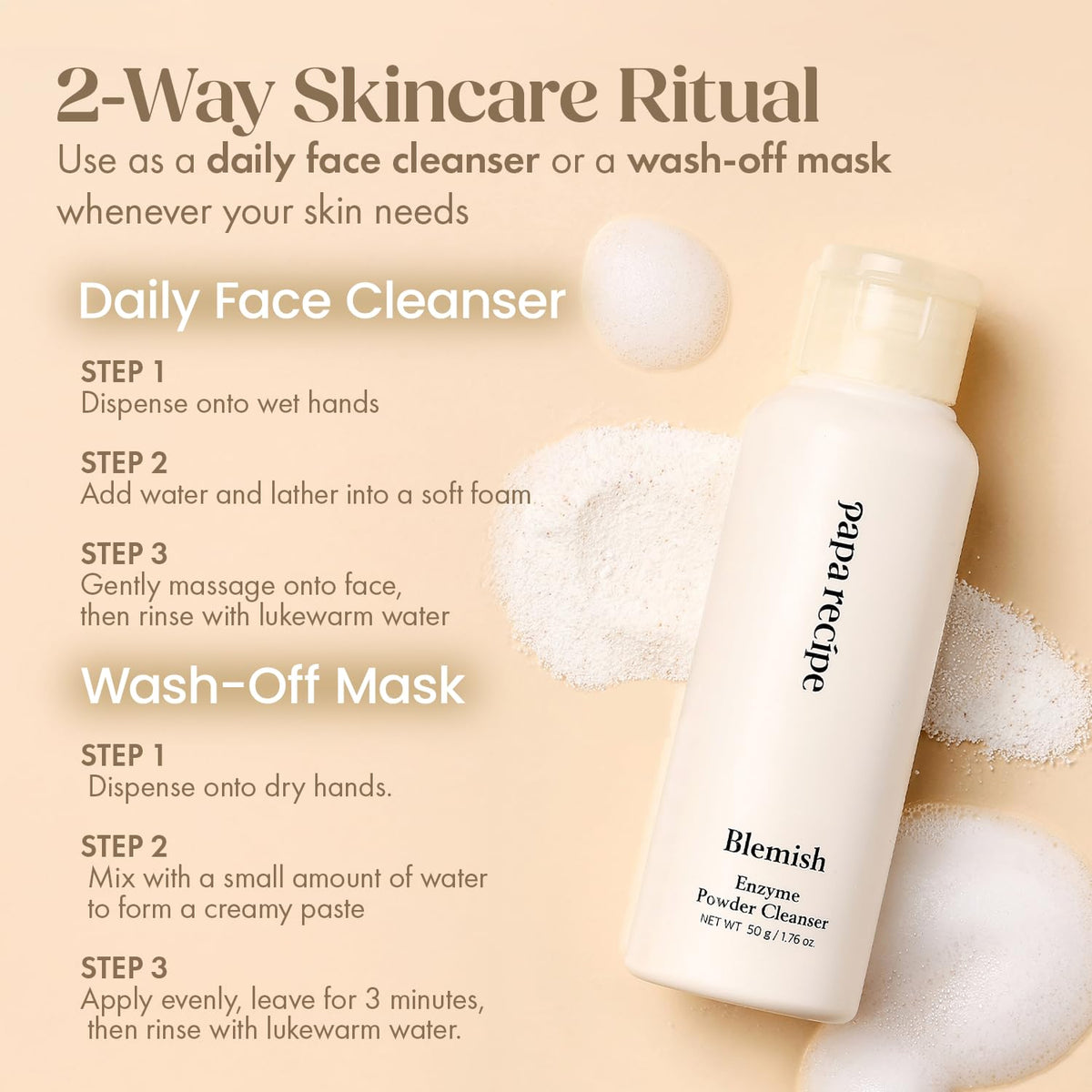Papa Recipe application demo on face showing gentle cleansing action