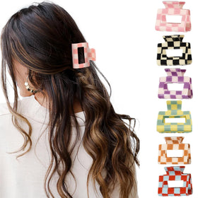 papasgix front view of checkered clips showing colorful design and easy styling