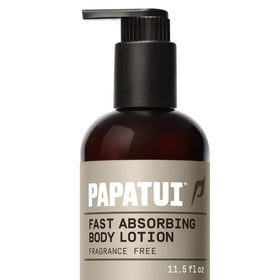 PAPATUI bottle front view showing clean unscented lotion and brand
