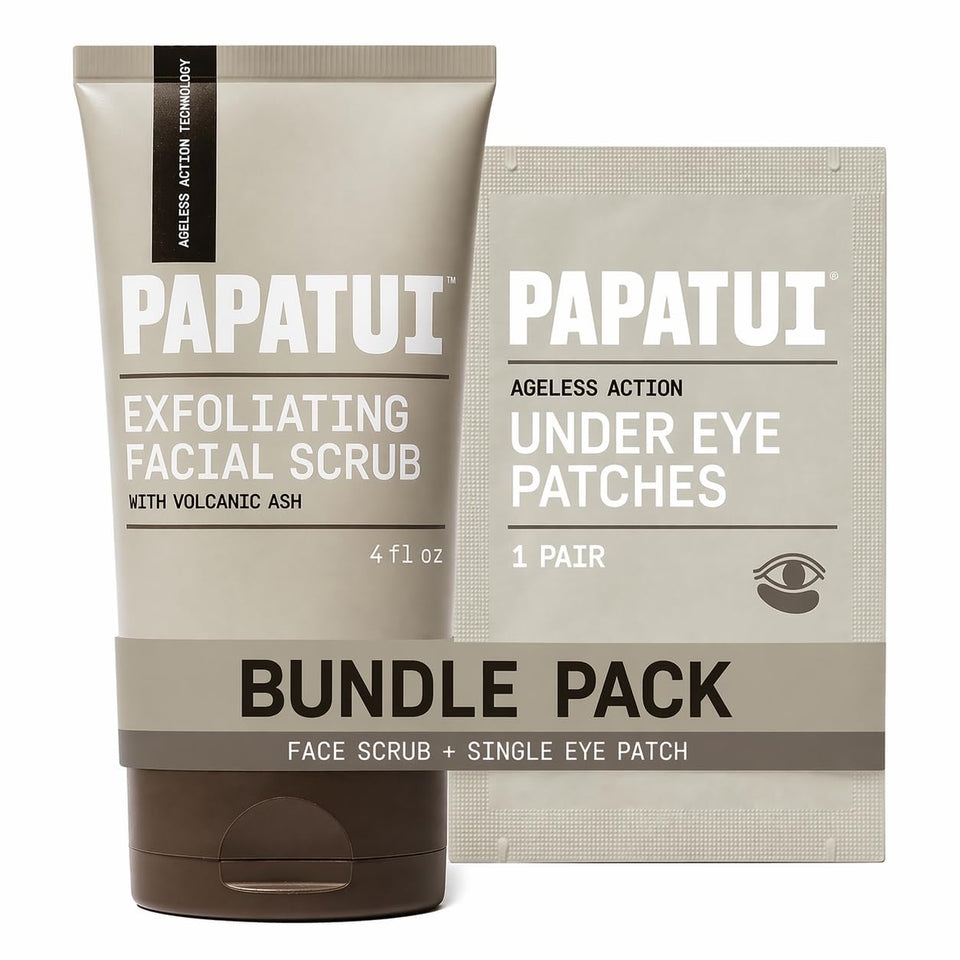 PAPATUI front packaging showing scrub and patch, communicates clean grooming