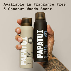 PAPATUI bottle next to wallet showing 4oz travel-friendly benefit