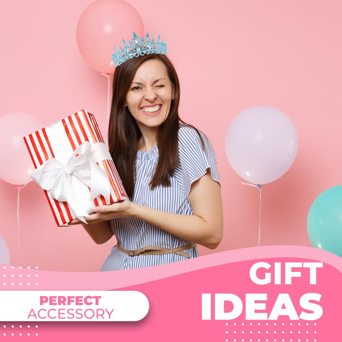 Papoopy tiara and sash in use at a party for celebratory photo-ready style
