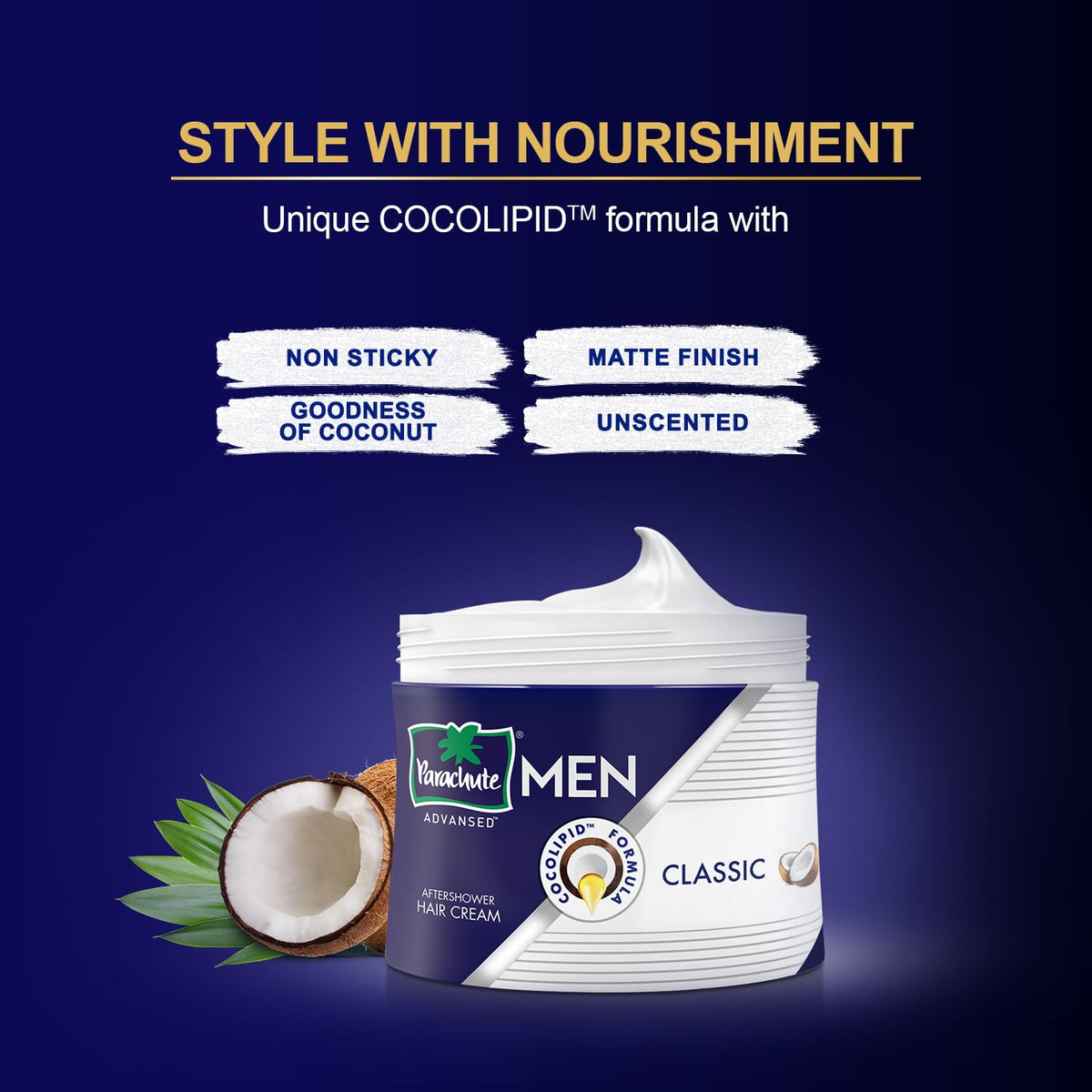 Parachute Advansed before and after hair showing softer, controlled style