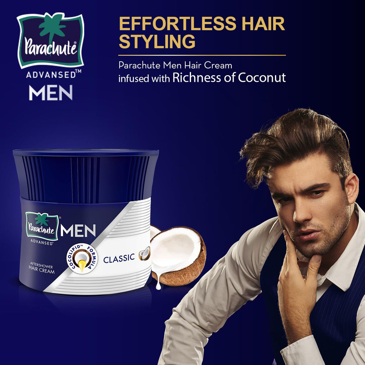 Parachute Advansed cream on hand demonstrating easy spread and quick absorption