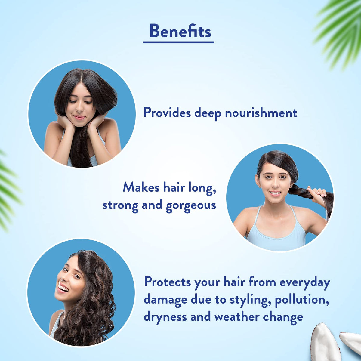 Parachute Advansed back label close-up showing ingredients and benefits