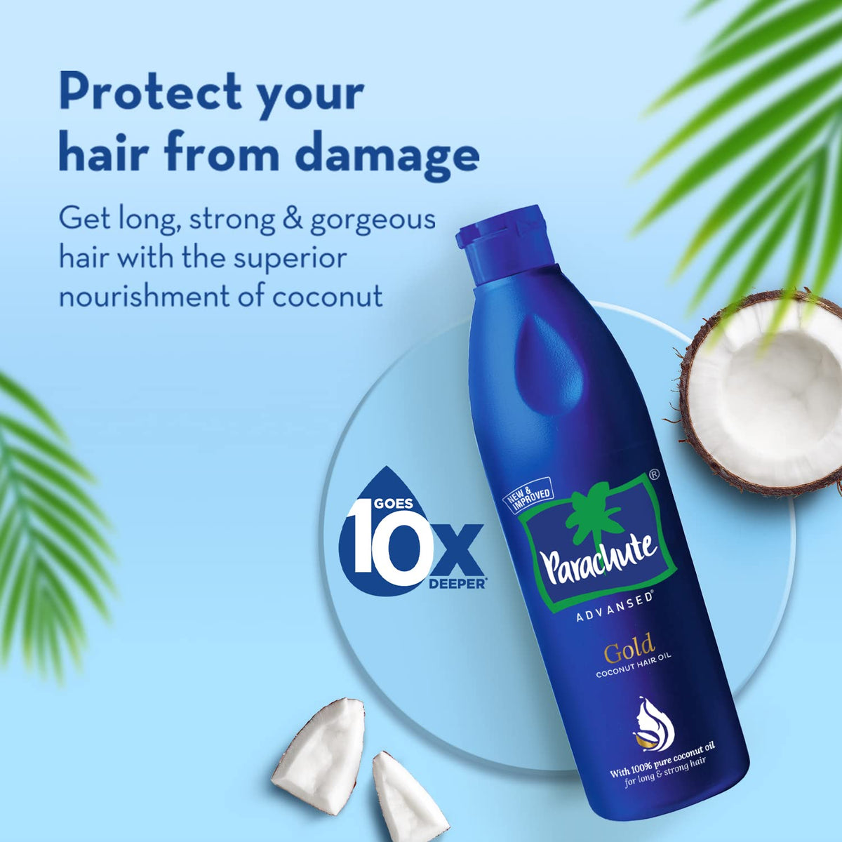 Parachute Advansed bottle on bathroom shelf in a grooming routine scene