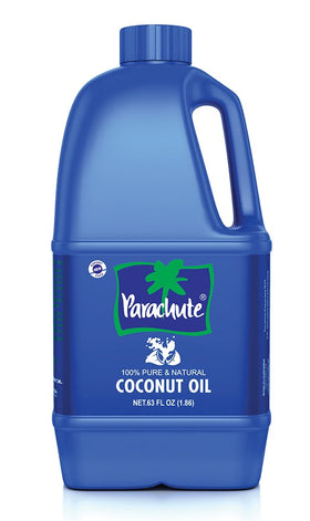 Parachute front packaging showing jar and brand, natural purity benefit
